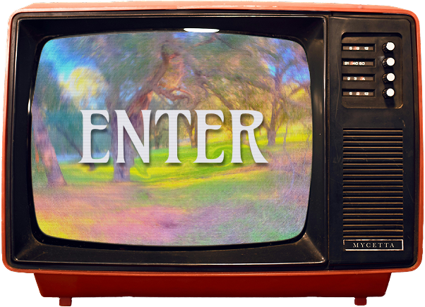 retro tv displaying the word 'enter' on the screen